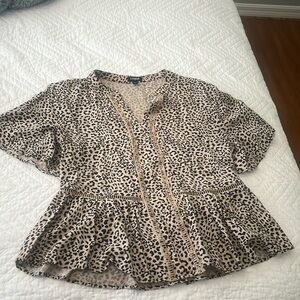 Express leopard print peplum shirt